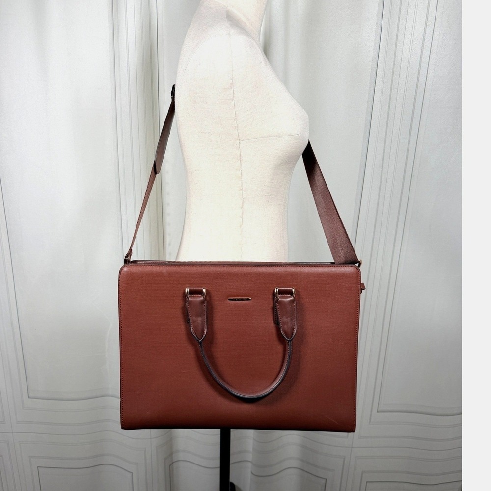 BOSTANTEN Johan Leather Lawyers Briefcase Laptop Work Bag Brown